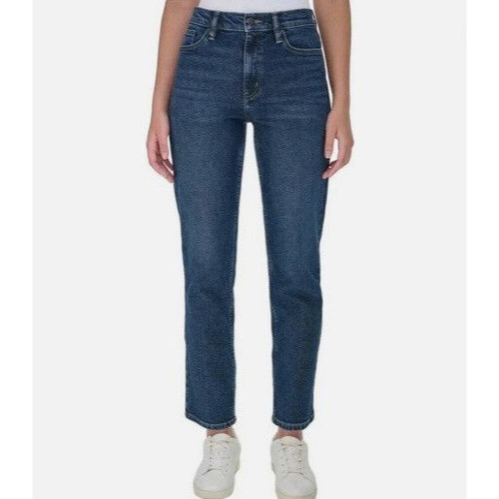 Calvin Klein Women's High Rise Straight Leg Jeans, Dark Blue